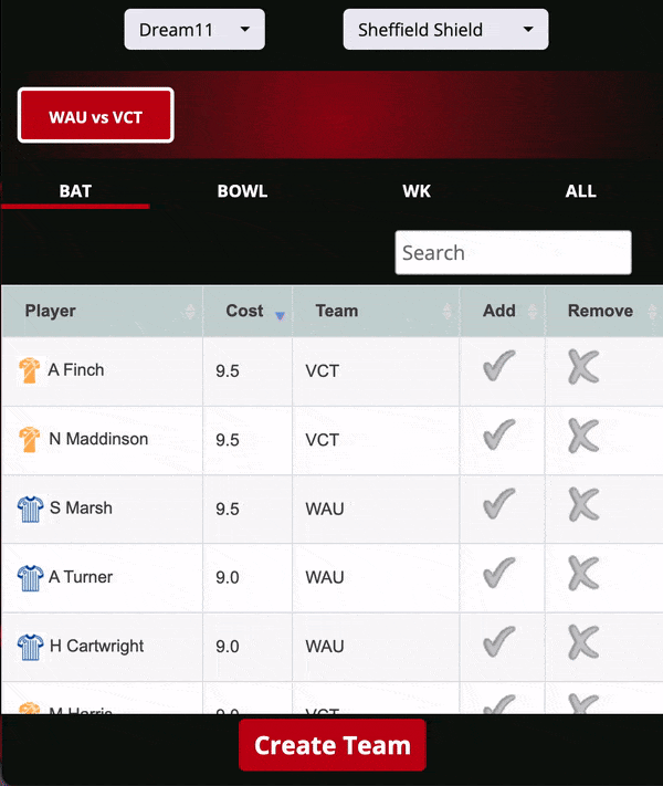 how to select game in fantasy app
