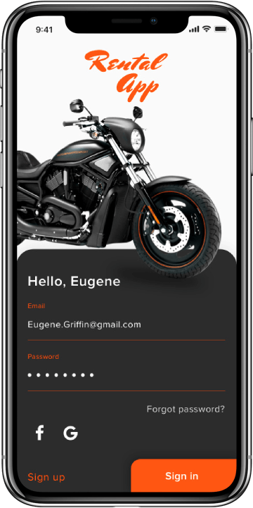 features of motorbike rental app