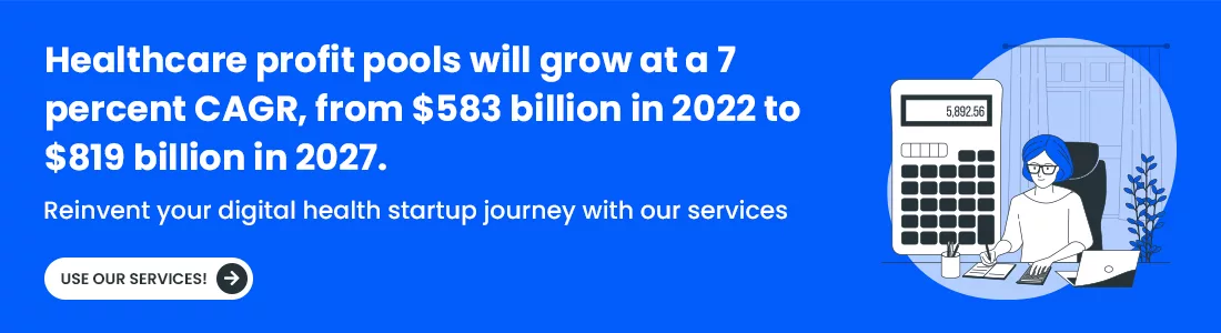 According to Mckinsey healthcare profit pools will grow at a 7 percent CAGR, from $583 billion in 2022 to $819 billion in 2027. 