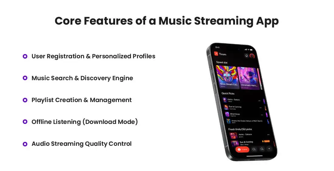 features of music streaming apps