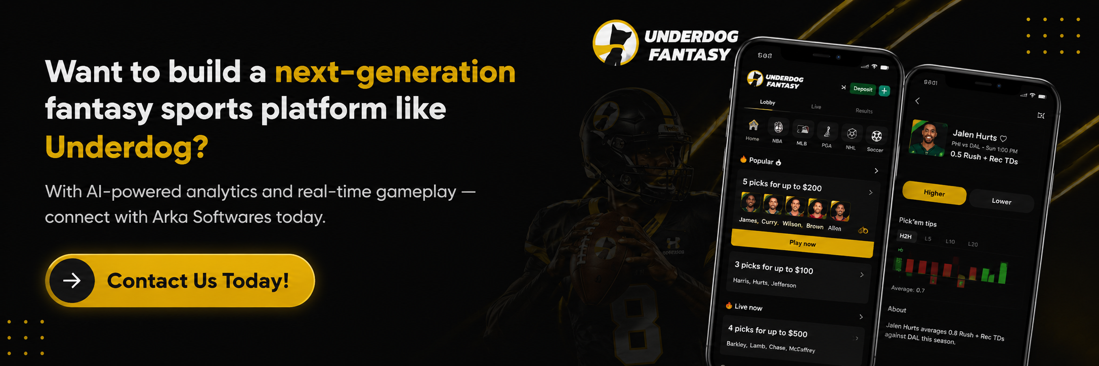 cost to develop an app like Underdog fantasy